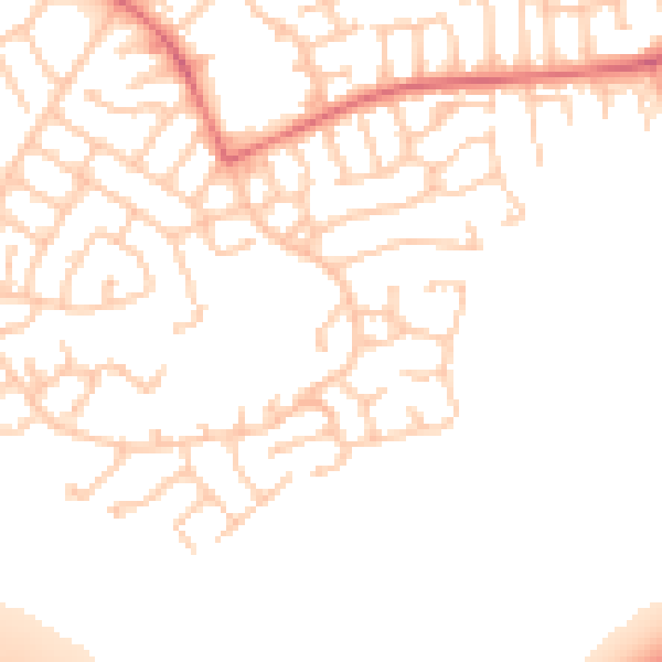 Daytime road noise heatmap for WN3 6JU