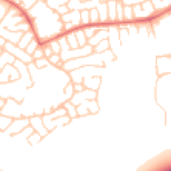 Daytime road noise heatmap for WN3 6JW