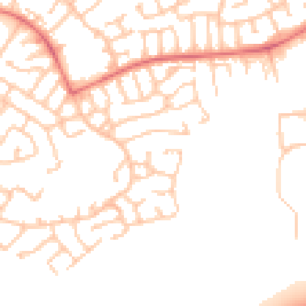 Daytime road noise heatmap for WN3 6JX