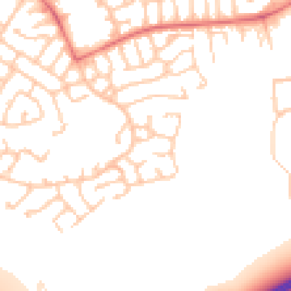 Daytime road noise heatmap for WN3 6JZ