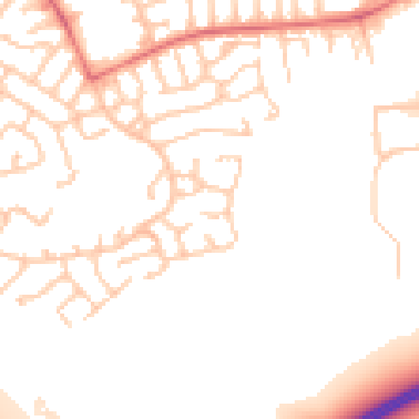 Daytime road noise heatmap for WN3 6LZ