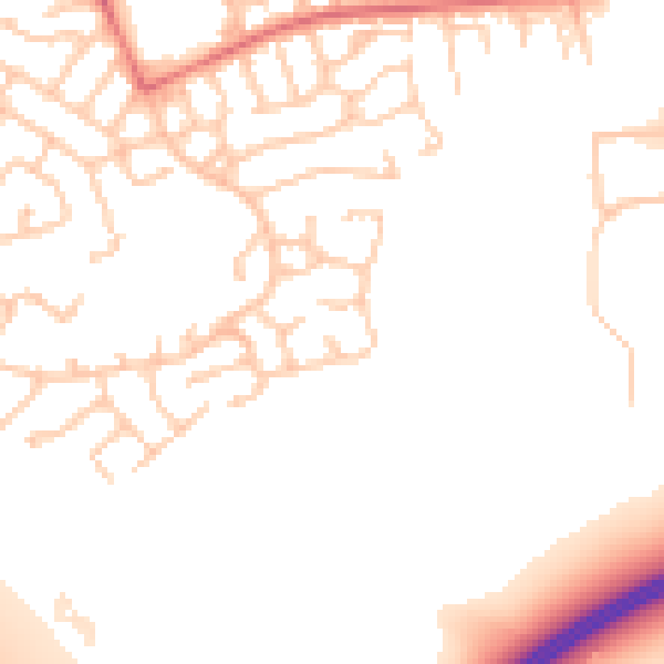 Daytime road noise heatmap for WN3 6ND