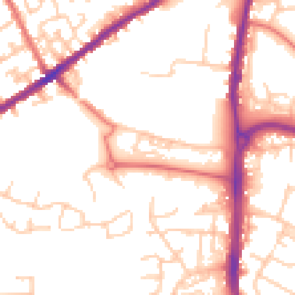 Daytime road noise heatmap for WN3 6NY