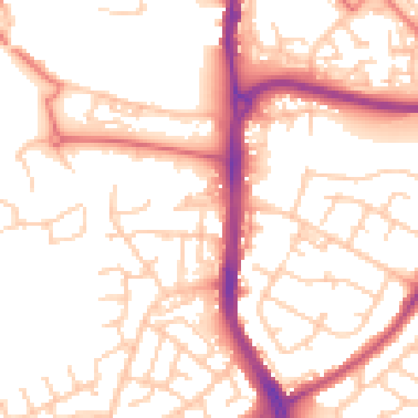 Daytime road noise heatmap for WN3 6QX