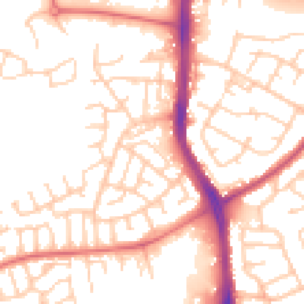Daytime road noise heatmap for WN3 6RY