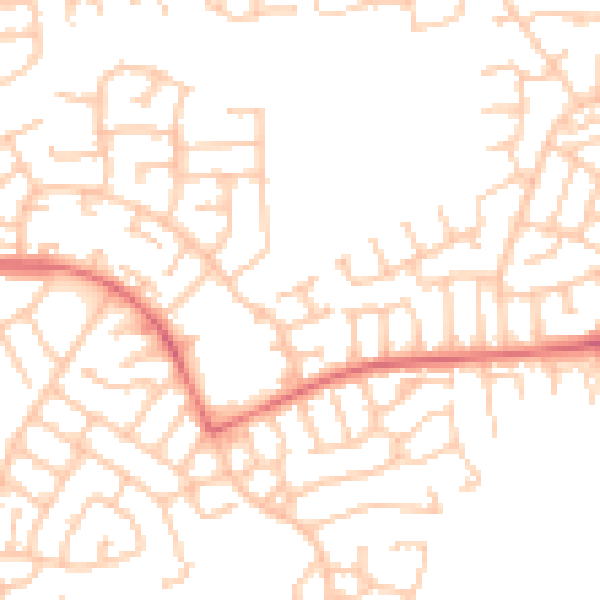 Daytime road noise heatmap for WN3 6TT