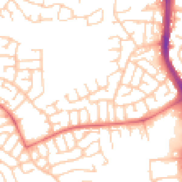 Daytime road noise heatmap for WN3 6UF