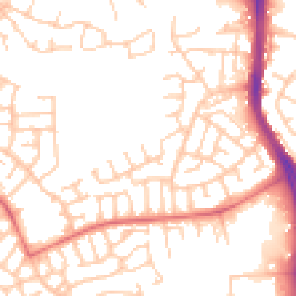 Daytime road noise heatmap for WN3 6UQ