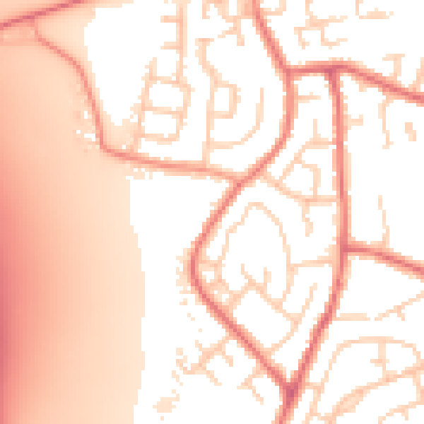 Daytime road noise heatmap for WN5 0DA