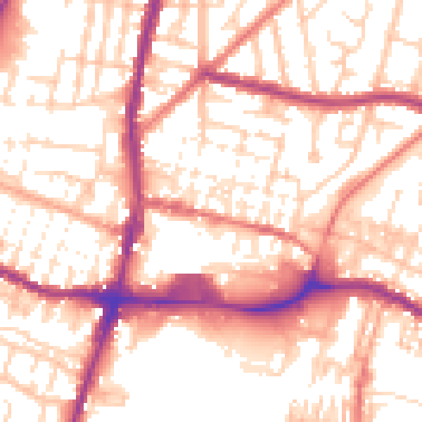 Daytime road noise heatmap for WN7 1AB