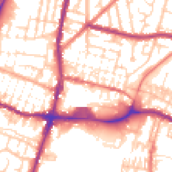 Daytime road noise heatmap for WN7 1AW