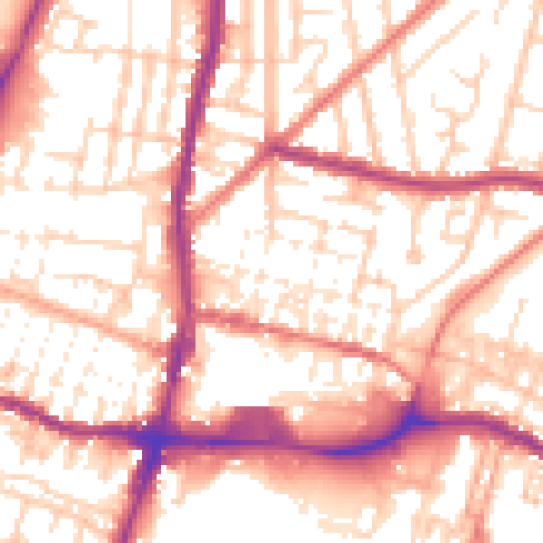 Daytime road noise heatmap for WN7 1AY