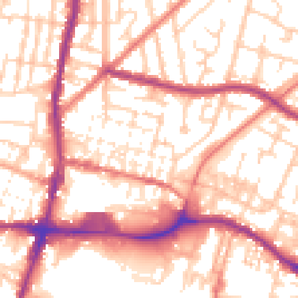 Daytime road noise heatmap for WN7 1AZ