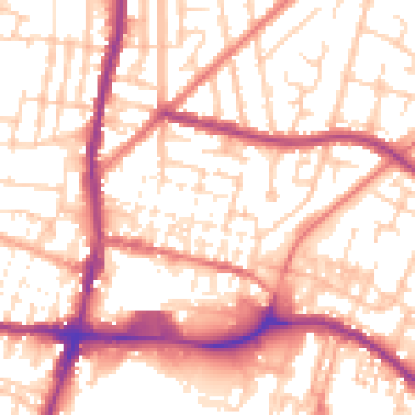 Daytime road noise heatmap for WN7 1BH