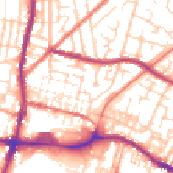 Daytime road noise heatmap for WN7 1BL