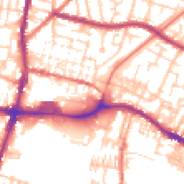Daytime road noise heatmap for WN7 1BN