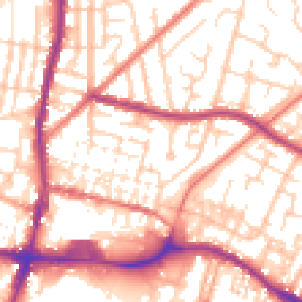 Daytime road noise heatmap for WN7 1BQ