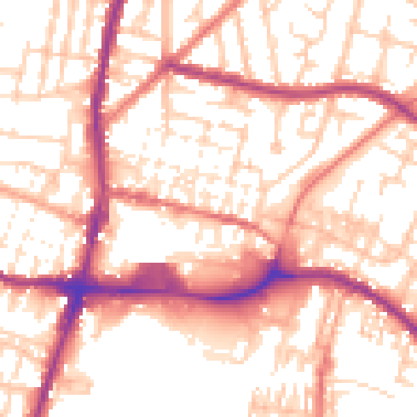 Daytime road noise heatmap for WN7 1BS