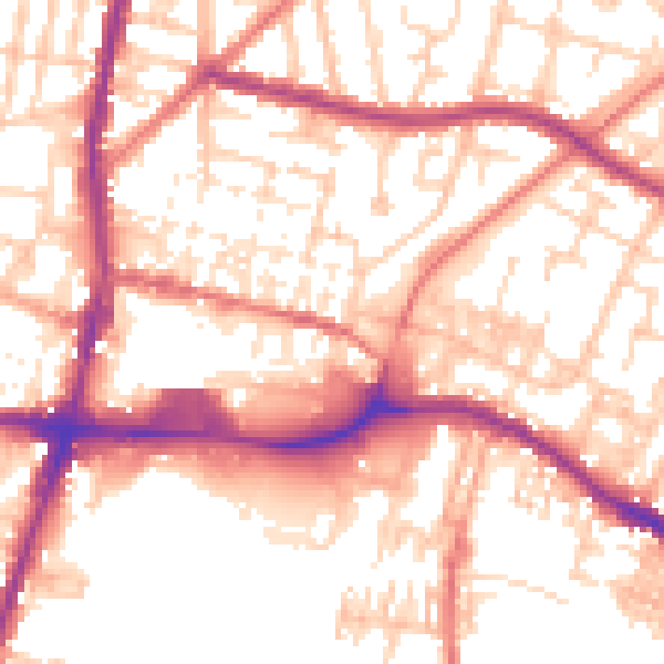 Daytime road noise heatmap for WN7 1DA