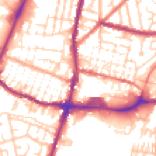 Daytime road noise heatmap for WN7 1DD