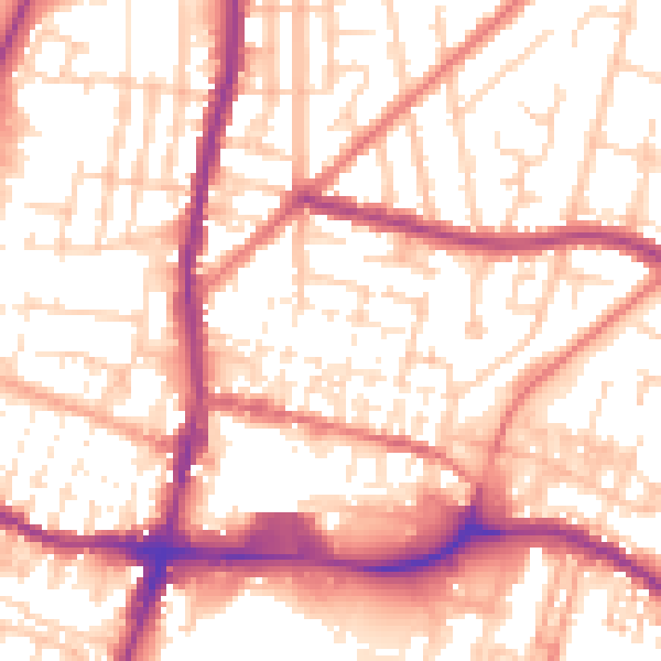 Daytime road noise heatmap for WN7 1DE