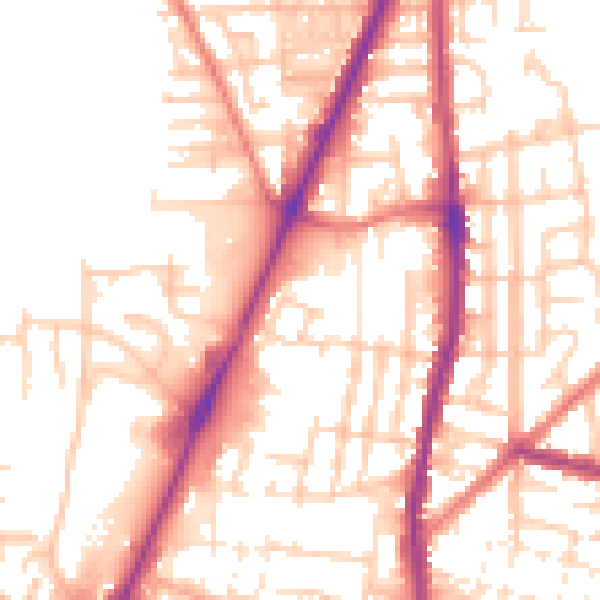 Daytime road noise heatmap for WN7 1DH
