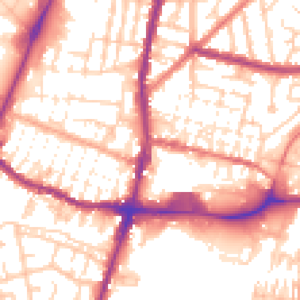 Daytime road noise heatmap for WN7 1DR