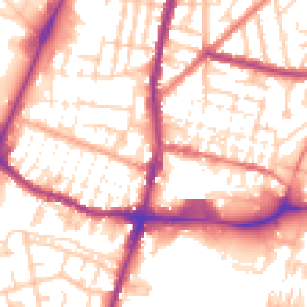 Daytime road noise heatmap for WN7 1DS