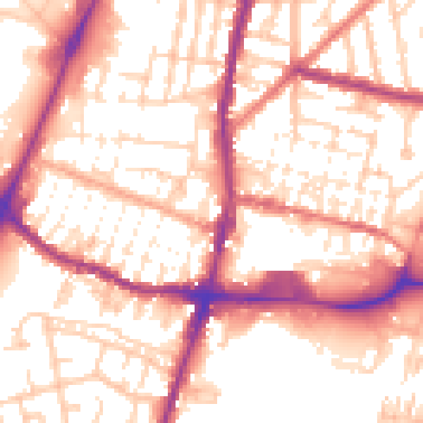 Daytime road noise heatmap for WN7 1EA
