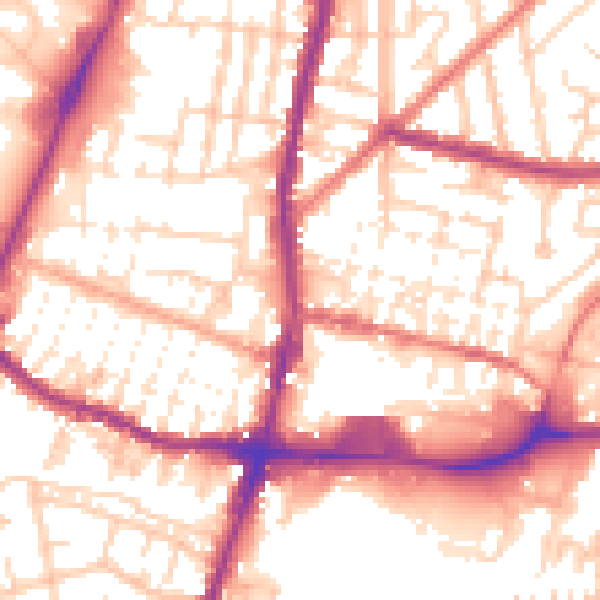 Daytime road noise heatmap for WN7 1ED