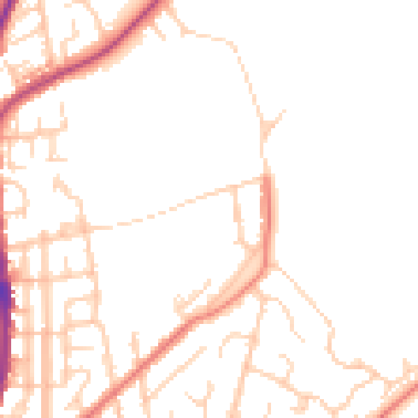 Daytime road noise heatmap for WN7 1EF