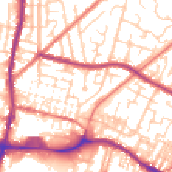Daytime road noise heatmap for WN7 1EN