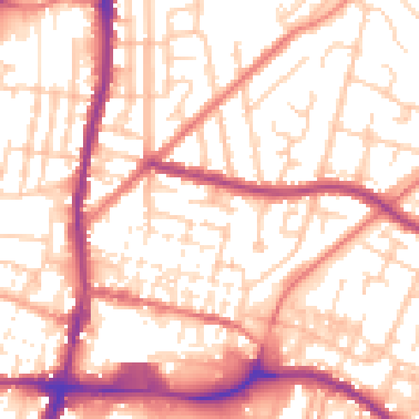 Daytime road noise heatmap for WN7 1EP