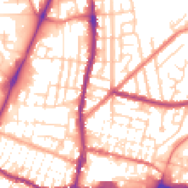 Daytime road noise heatmap for WN7 1EU