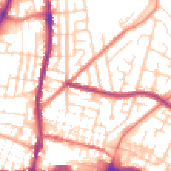 Daytime road noise heatmap for WN7 1EX