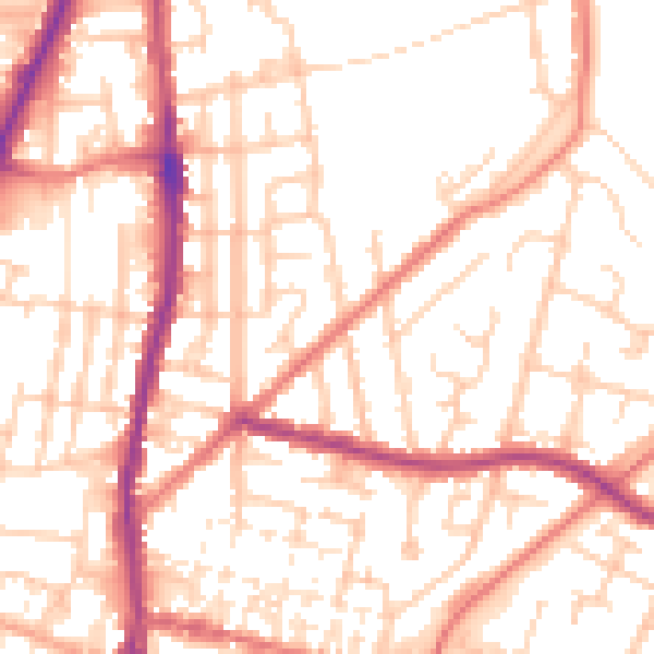 Daytime road noise heatmap for WN7 1HE