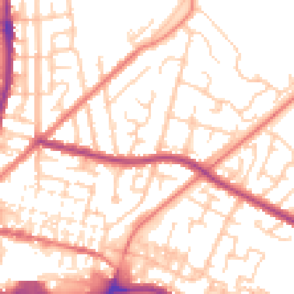 Daytime road noise heatmap for WN7 1LA