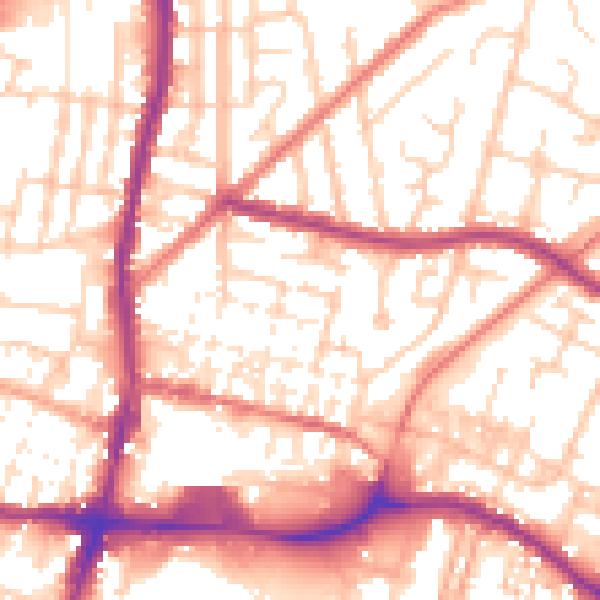 Daytime road noise heatmap for WN7 1LL