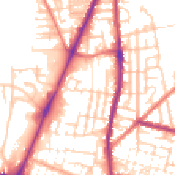 Daytime road noise heatmap for WN7 1RR