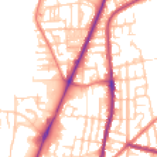 Daytime road noise heatmap for WN7 1SB