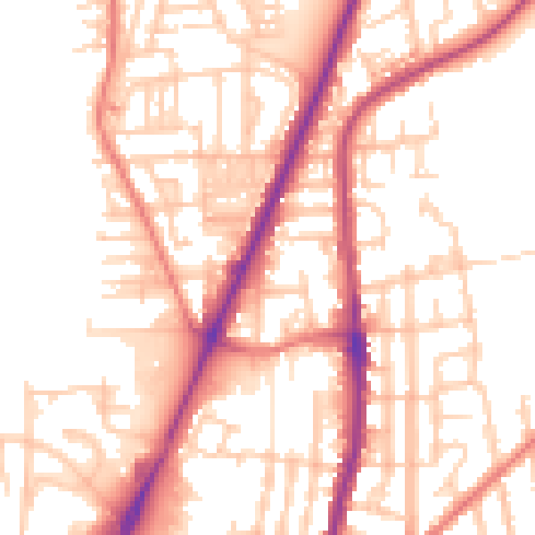 Daytime road noise heatmap for WN7 1SE