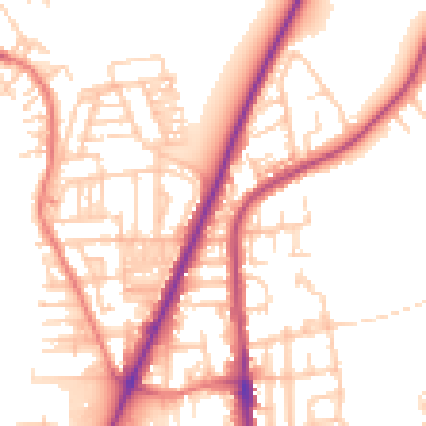 Daytime road noise heatmap for WN7 1TW