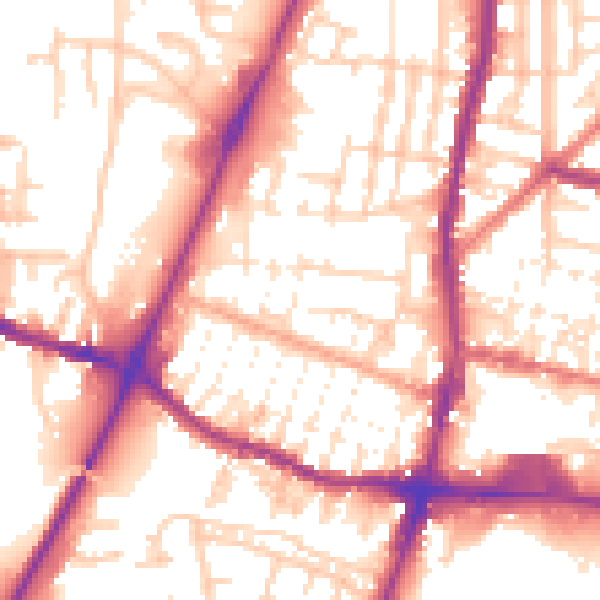 Daytime road noise heatmap for WN7 1XS