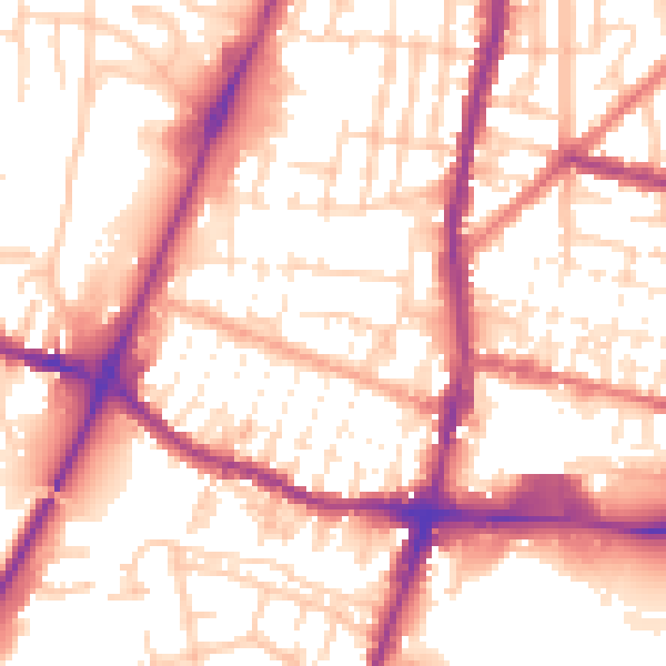 Daytime road noise heatmap for WN7 1XU