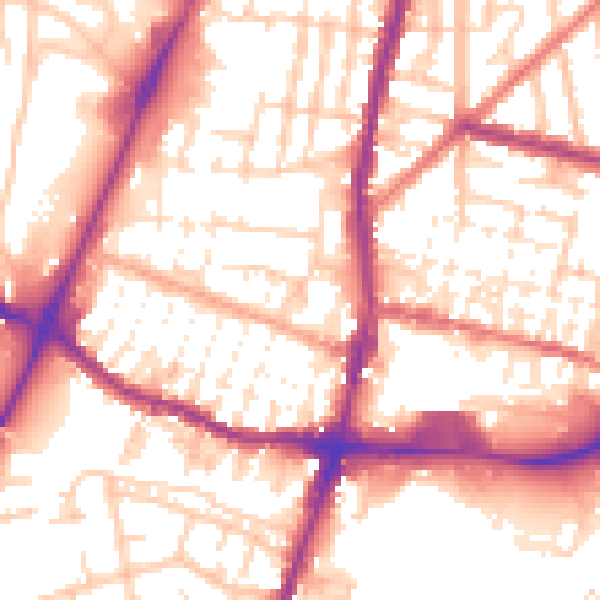 Daytime road noise heatmap for WN7 1YA