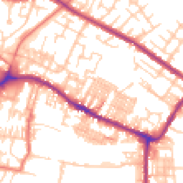 Daytime road noise heatmap for WN7 2AH