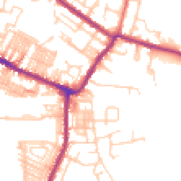Daytime road noise heatmap for WN7 2AY