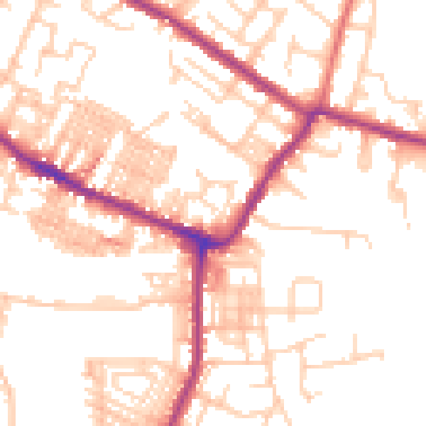 Daytime road noise heatmap for WN7 2BN
