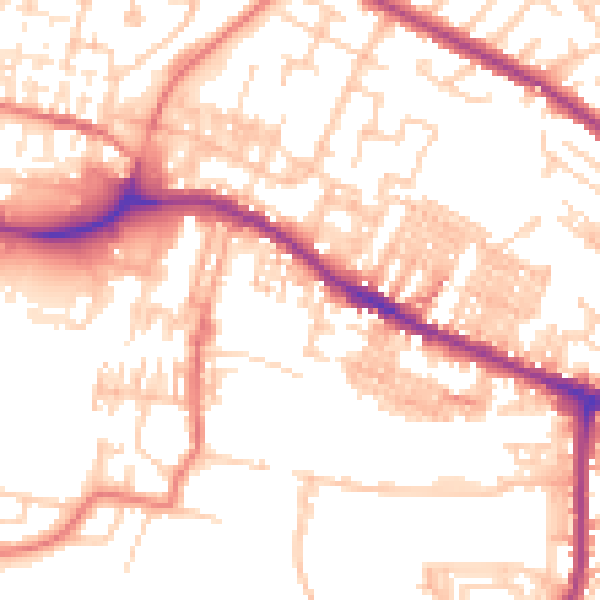 Daytime road noise heatmap for WN7 2DG