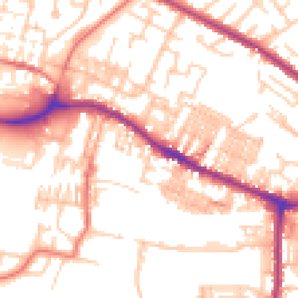 Daytime road noise heatmap for WN7 2DP